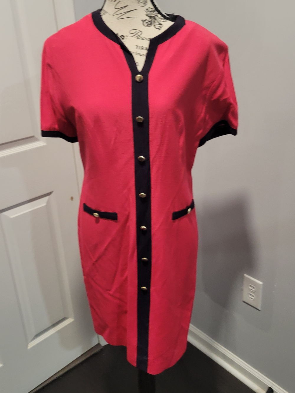 Vintage Fuschia Sz. 10 Lois Snyder for Dani Max button-front shirt dress Exc Con